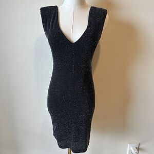 Forever 21 Sparkling Black Mini Dress with Padded Shoulders